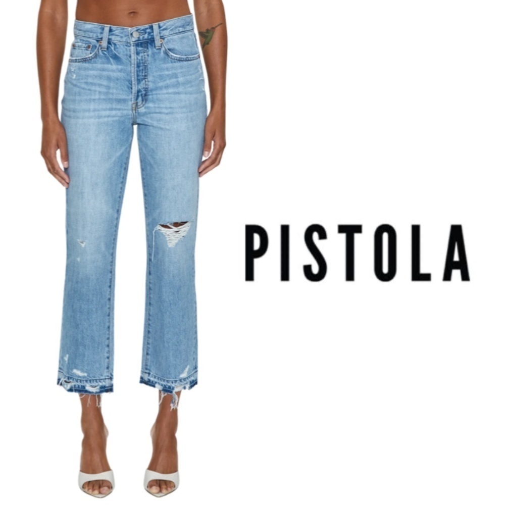 PISTOLA Charlie High Rise Straight - Scenic Distressed - Size 28